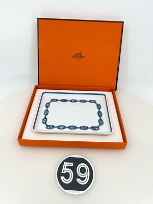 Hermes Rectangle Tray Plate Chaine d'Ancre Porcelain Tableware