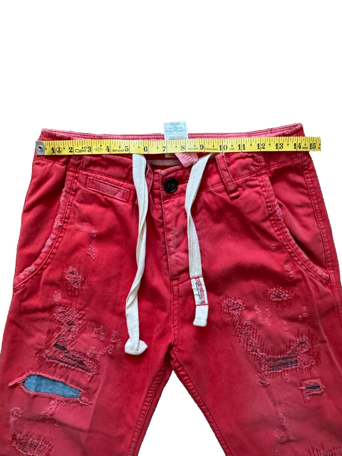 TRUE RELIGION "ROMAN" RED PATCHWORK DRAWSTRING JE… - image 4