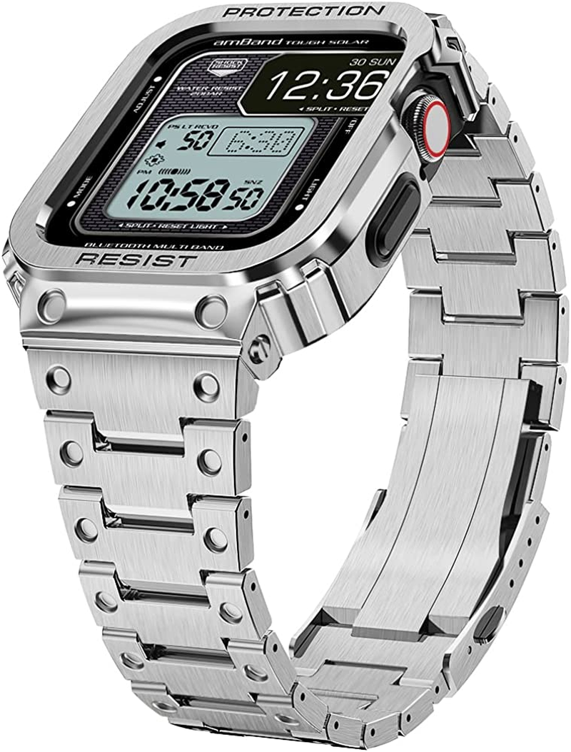 Apple Watch Rugged Stainless Steel Case Band Men 45Mm 44Mm iWatch SE 