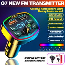 Bluetooth 5.0 Car Wireless FM Transmitter Adapter 2USB PD Charger AUX Hands-Free