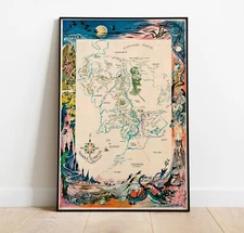 Middle Earth Fantasy Map Wall Art Poster Print Artwork Home Decor - Many Sizes
