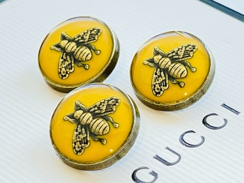 Gucci buttons 3 pcs metal 17 mm 0,7 inch metal Logo GG yellow stamped - Picture 4 of 9