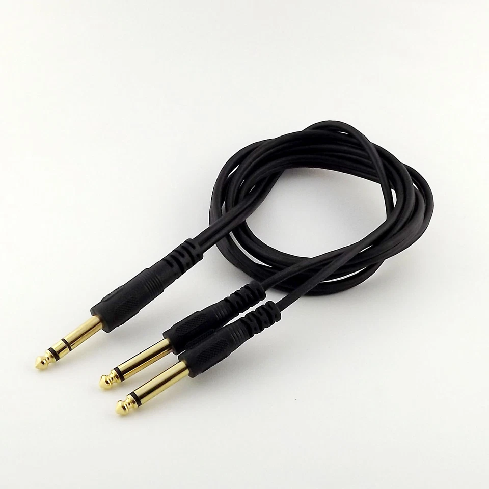 Gold 6.35mm 1/4" Stereo Male to Dual 6.35mm Mono Male Audio Adapter Cable 1.5m - Image 2 of 4