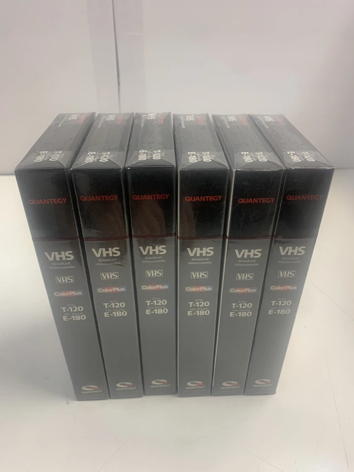 New Lot 6x Quantegy VHS Tape Broadcast Media Video Cassette T120 E180 Color Plus - Image 2 of 3