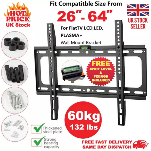 TV WALL BRACKET MOUNT SLIM FOR 26 30 32 40 42 50 64 INCH FLAT 3D LCD LED PLASMA