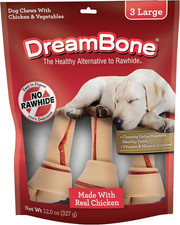 DreamBone Large Dog Chews, Rawhide-Free with Real Chicken, 3 Count