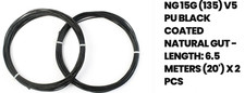New 100 REAL Natural Gut Black 15G Tennis String. TWO 20' sets. 40 feet total.