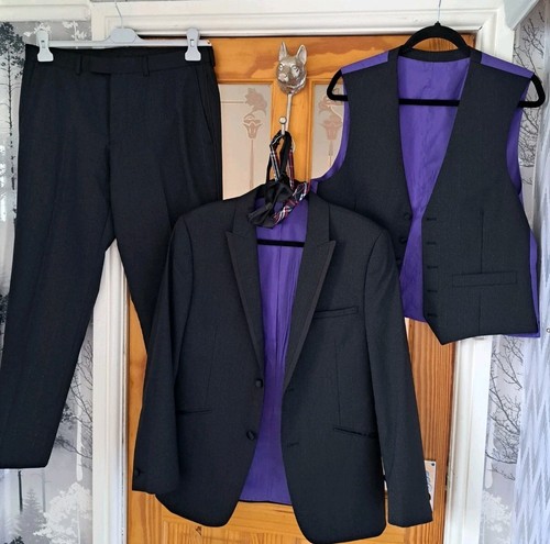 FELLINI SLATERS MENS GLITTER TUXEDO SUIT JKT & W/COAT 38S PANTS 32S + 2 BOW TIES - 第 13/24 張圖片