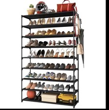 Shoe Rack Storage Organizer Holds 50-55 Pairs Tall Shelf for 9-Tier Black
