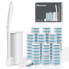Disposable Toilet Brush Set with 70 Refills, Wall-Mounted Toilet Bowl Wand Ki...