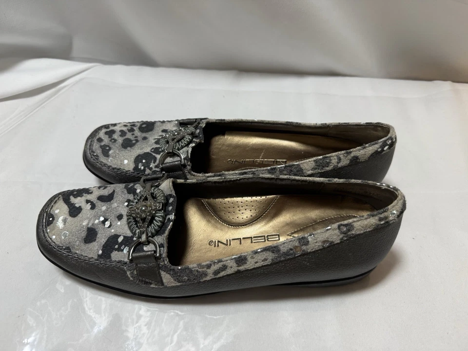 Mocasín de vestir sin cordones Bellini para mujer de cuero, talla 8,5 M gris Foto 3 de 4