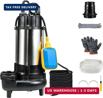 Heavy Duty Submersible Effluent Pump, Stainless Steel Housing, 10ft Power Cord, 