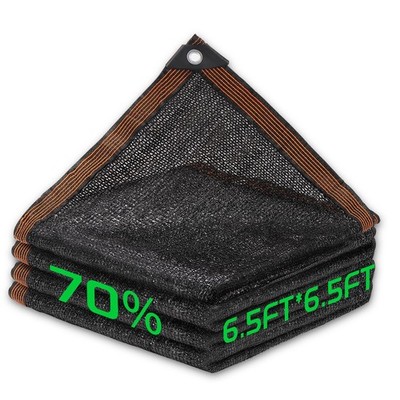 70% Shade Cloth, 6.5FTx6.5FT HDPE Mesh Tarp with Reinforced Grommets, Outdoor...