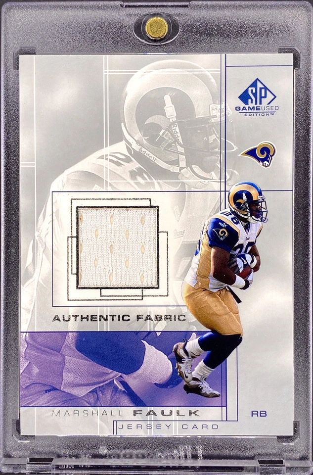 Marshall Faulk GAME USED PATCH FABRIC SP CARD RAMS w/CASE - Image 3 of 4
