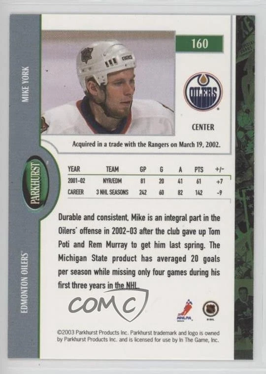 2002-03 ITG Parkhurst Mike York #160 - Image 2 of 2