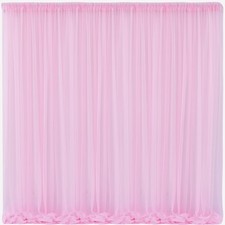 10x10 FT Pink Tulle Backdrop Curtains Sheer Wedding Photo Background Drapes