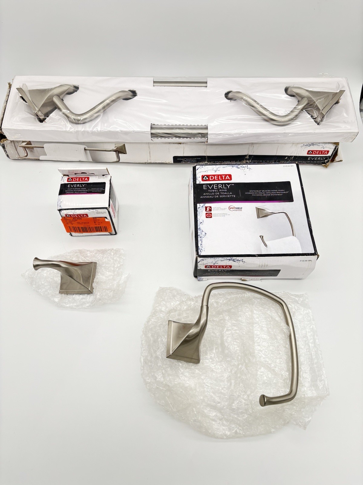 Ring, Hook, & 24" Double Towel Bar - Brushed Nickel