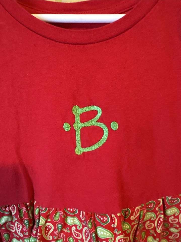 Calça de babado feminina 7/8 feita à mão Cherokee alterada estampa paisley MONOGRAMA “B” - Imagem 3 de 4