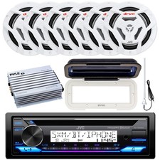 JVC Marine Bluetooth CD Receiver, Cover, 6x 6.5" Speakers, Amp, Antenna White 