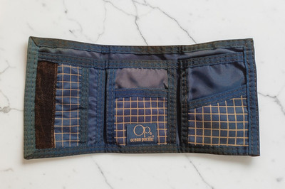 VTG 80s Ocean Pacific OP Trifold Wallet Blue Tag Checkerboard Surf Skate Canvas