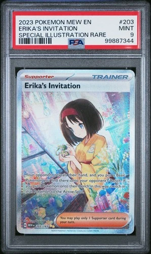 2023 POKEMON MEW EN-151 SPECIAL ILLUSTRATION RARE #203 ERIKA'S INVITATION PSA 9
