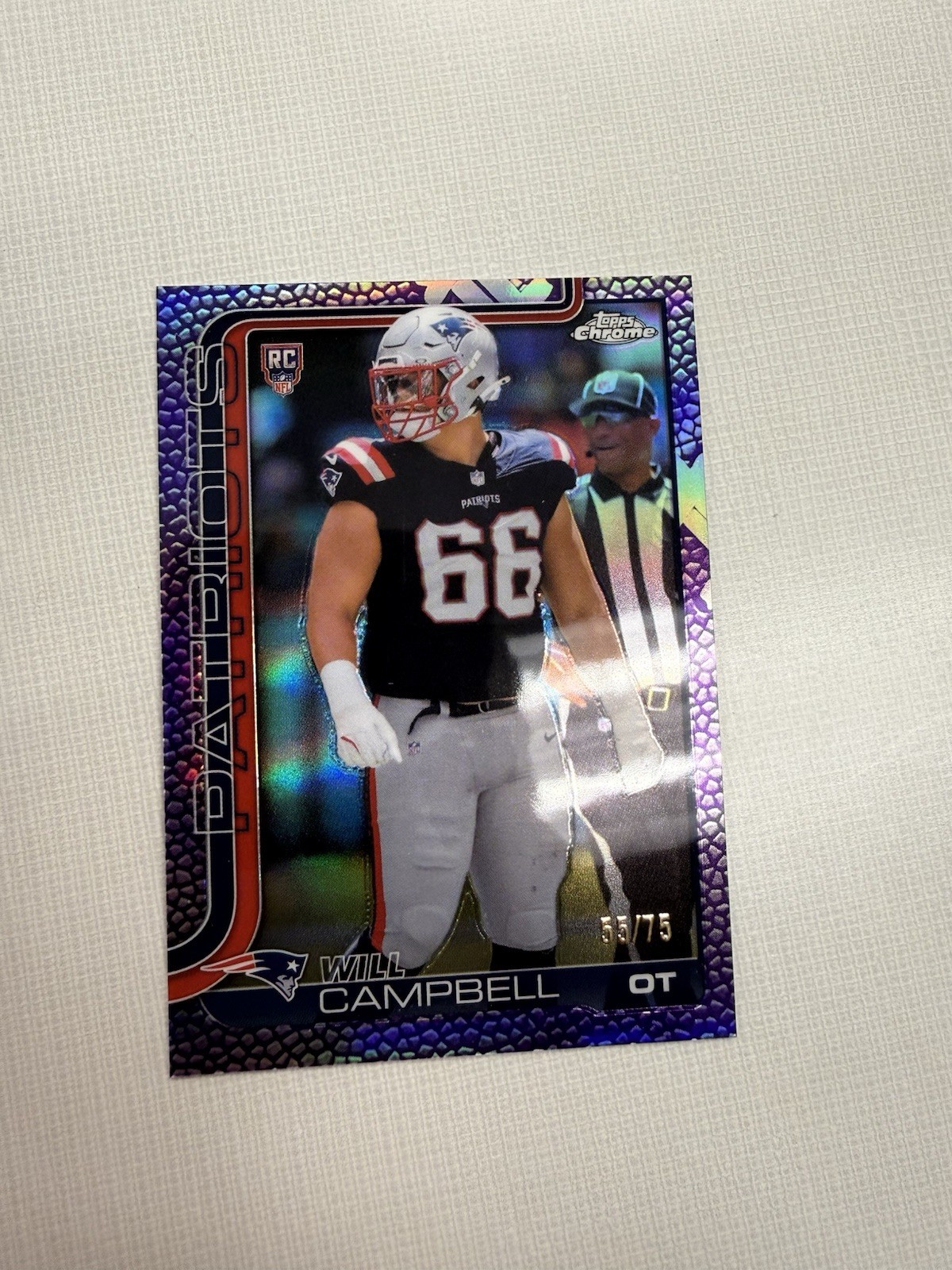 2025 Topps Chrome #379 Will Campbell Rookie Purple Leather Refractor /75 RC