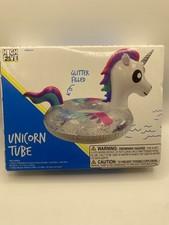 High Five Glitter Unicorn Pool Tube Ring 34.49 x 29.02 with 1 Repair Patch