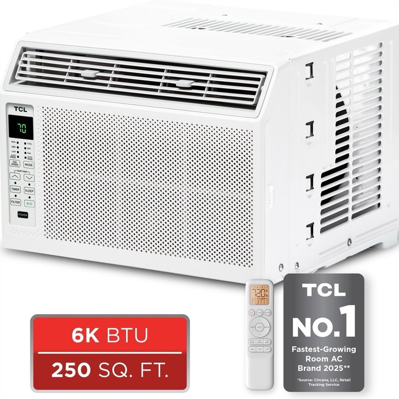 TCL 6000 BTU Window Air Conditioner Fan and Dehumidifier H6W23W 250 soft