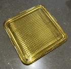 Vtg Federal Glass Amber Golden Yellow Square Refrigerator Dish w/ Lid 8.5 X 8.5