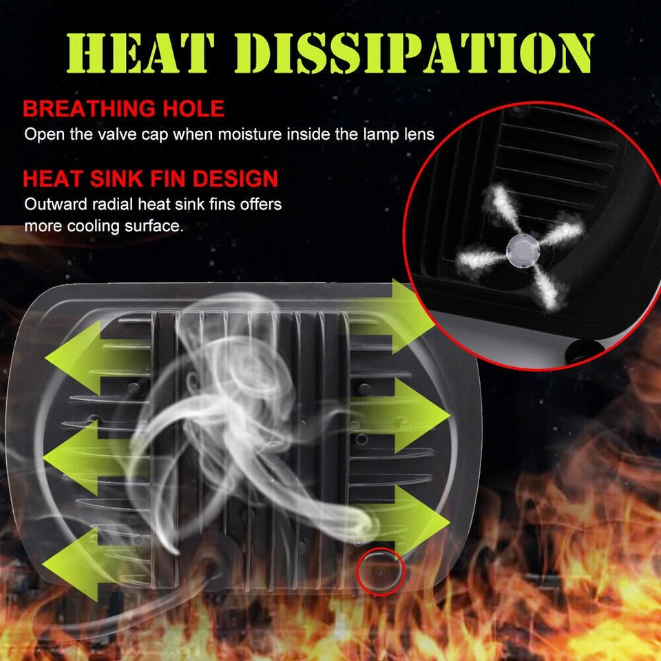 For GMC Safari C6500 C7500 Topkick Pair 7x6" Inch LED Headlights Hi/Lo Halo DRL Foto 4 de 4