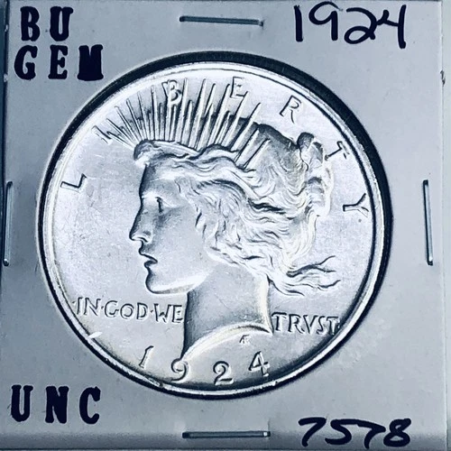 1924 P BU GEM PEACE SILVER DOLLAR UNC MS+++ U.S. MINT RARE COIN 7578