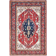 4'x5'10" Smoke Gray Hand Knotted Peshawar Seeripe Heris Design Wool Rug R86967