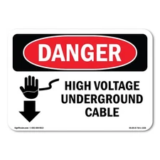 High Voltage Underground Cable ANSI Danger Sign Metal Plastic Decal