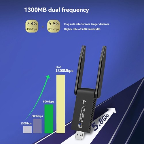 1300Mbps Card USB WiFi Adapter 2.4G 5G Dual Band WiFi USB 3.0 Ethernet7718 - Afbeelding 4 van 10