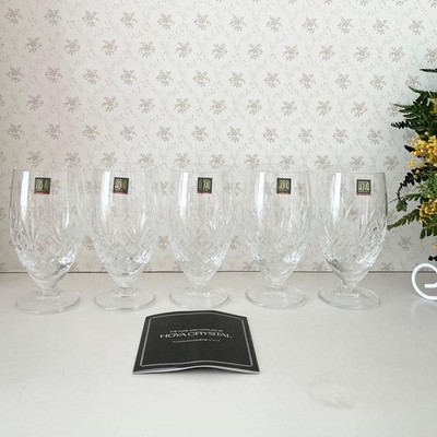 HOYA Crystal Glass 5-Piece Set, Clear, Vintage, Excellent Condition