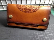 Handmade cow leather long tracker wallet