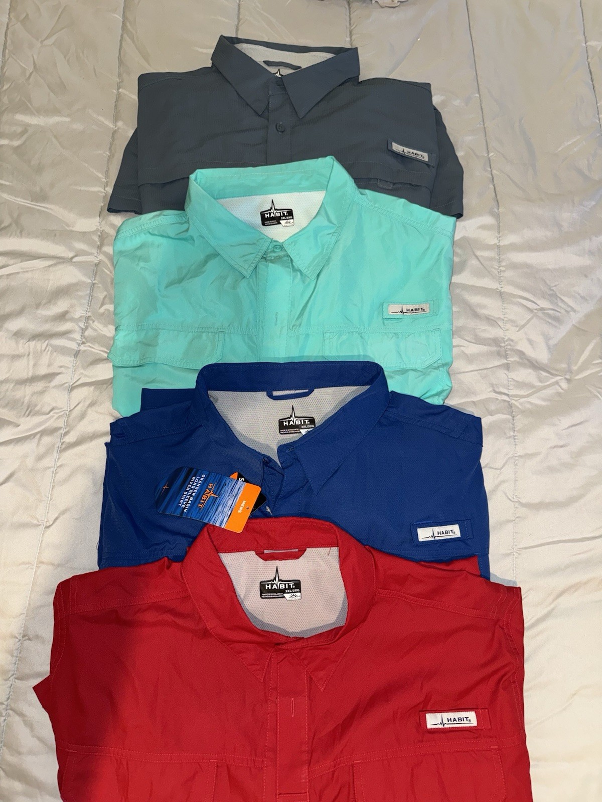 Lot of 4 Habit Fishing Shirts Mens Sz 3XL Long & Short Sleeve Button-Down 40+SF