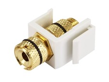 Monoprice Keystone Jack - Banana Jack With Black Ring (Screw Type) - White