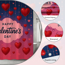 Valentine's Day Red Hearts Shower Curtain for Home Decor