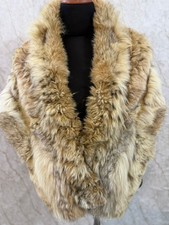 Luxury Real Fur Stole Wrap Brown Cream Thick Full Fur Vintage