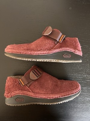 Chaco Paonia Womens 7 Suede Clog Slip On Shoe Burgundy Strap Buckle Wool Casual