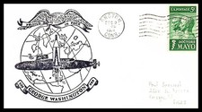 USS GEORGE WASHINGTON SSBN-598 SHIP CREST DEC 10 1964 GROTON CT NAVAL CACHET BX2