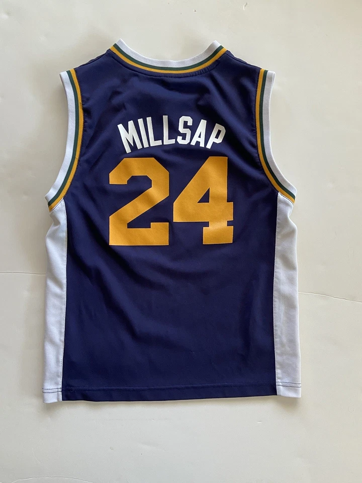 Camiseta deportiva local Adidas de la NBA Utah Jazz Pau Millsap #24 juvenil talla mediana 10-12 Foto 2 de 4