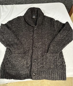 RRL Polo Ralph Lauren Men’s M Cardigan Sweater Blackish Blue, Charcoal Gray.