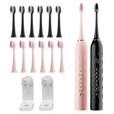 Electric Toothbrush 2 Pack - Electric Toothbrush for Adults with 12 Replaceme...