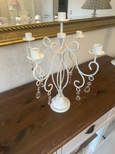 Shabby Chic 5Armleuchter mit Glasprismen In Weiß 