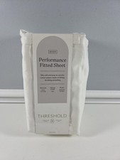 Threshold Queen Performance Fitted Sheet 400 Thread Count Cream NEW 
