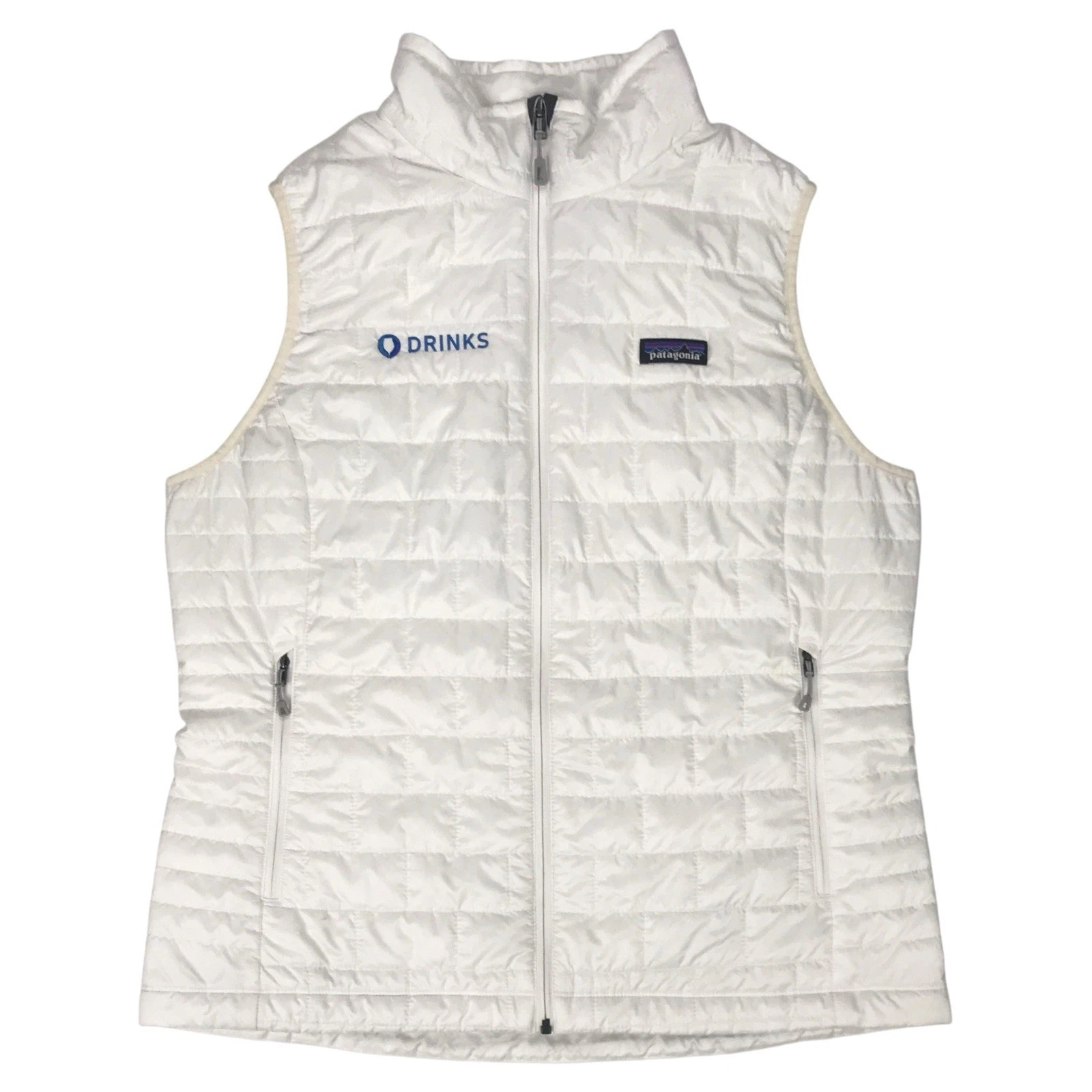 Patagonia Nano Puff Vest Womens XL White Quilted Insulated Full Zip Jacket Snow