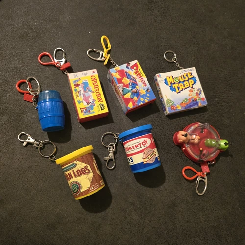 Hasbro Board Game Toy Vintage Keychain Lot of 7 Mouse Trap Operation Perfection