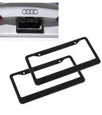2 Black Metal Diamond Bling Glitter License Plate Frame Cover Crystal RhineStone